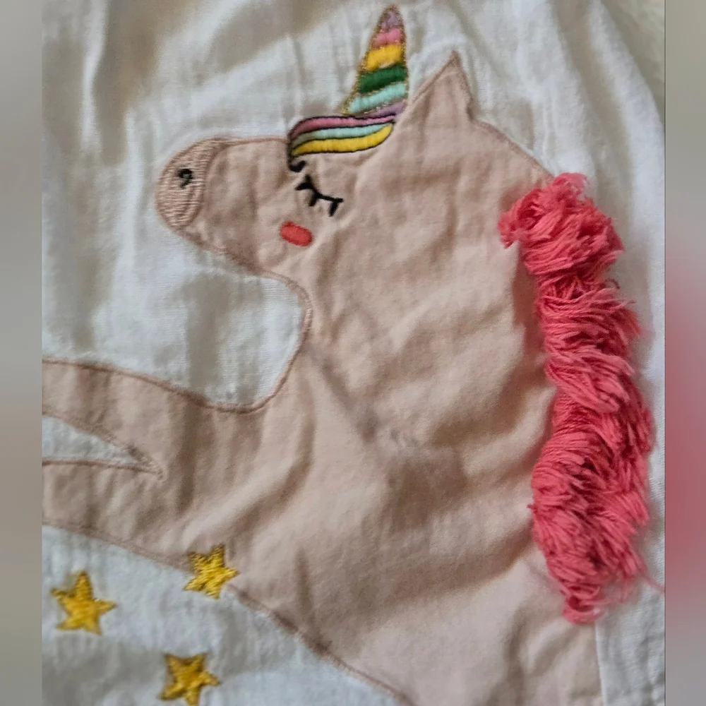 Cartwheels by Charlie Paige Embroidered Unicorn White Dress Cover-up 12-18m